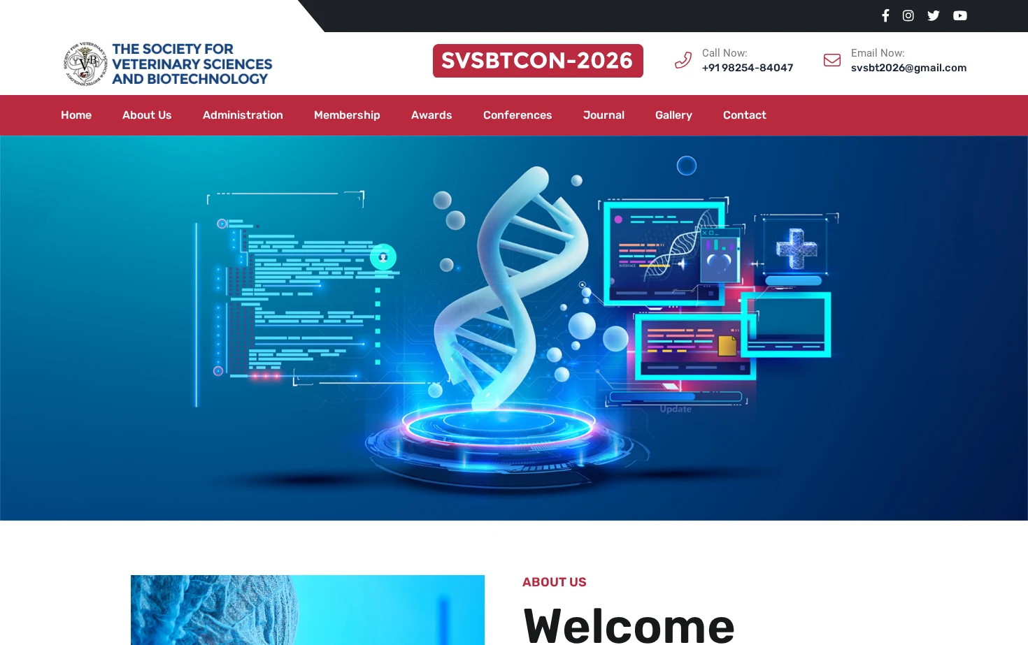 The Society for Veterinary Sciences and Biotechnology 页面快照